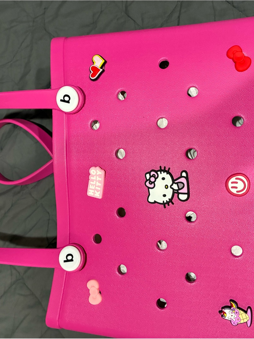 Hello Kitty Bright Pink Tote Bag with Charms